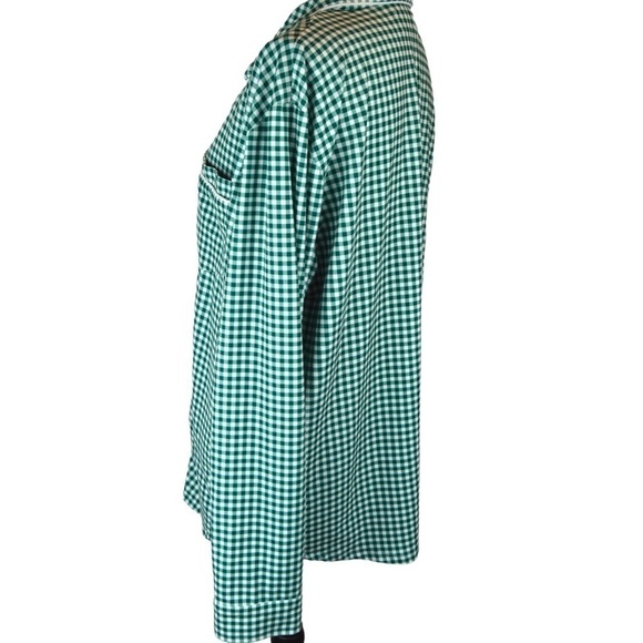 Love + Grow Clothing Co Oversized SOFT Night Shirt Green White Check Medium - Picture 4 of 10